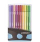 Premium-Filzstift - STABILO Pen 68 Colorparade - 20er Tischset in anthrazit/hellblau - mit 20 versch