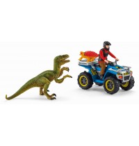 Schleich - Dinosaurs - Flucht auf Quad vor Velociraptor