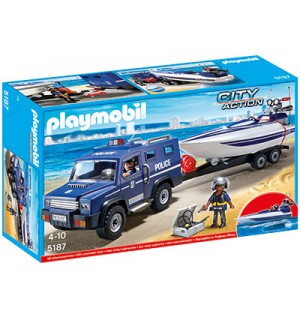 PLAYMOBIL - Polizei-Truck mit Speedboot