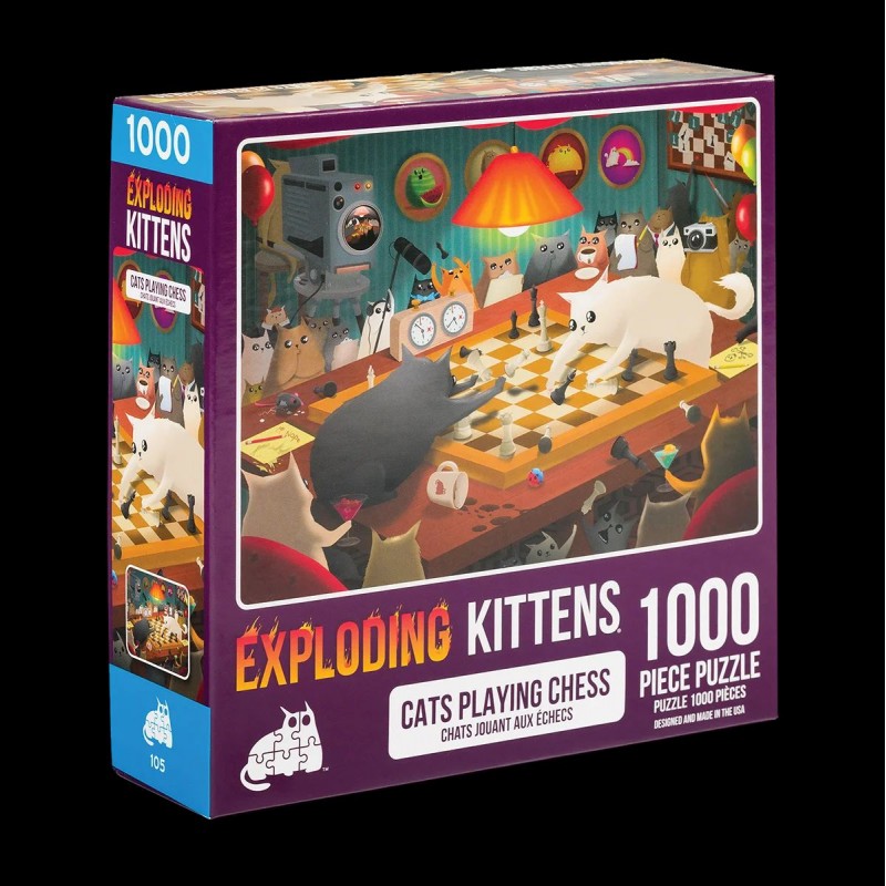 P1000T Exploding Kittens Ches Exploding Kittens Puzzle: Cats Playing Chess