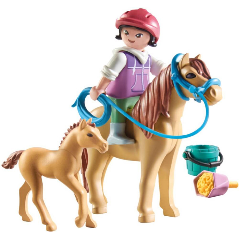 PLAYMOBIL 71498 Kind mit Pony und Fohlen