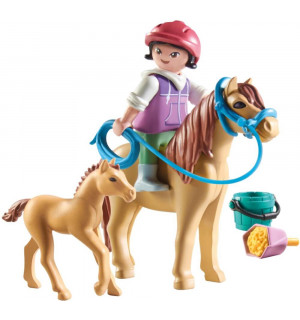 PLAYMOBIL 71498 Kind mit Pony und Fohlen