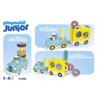 PLAYMOBIL JUNIOR 71702 - Verrückter Donut Truck mit Stapel- und Sortierfunktion